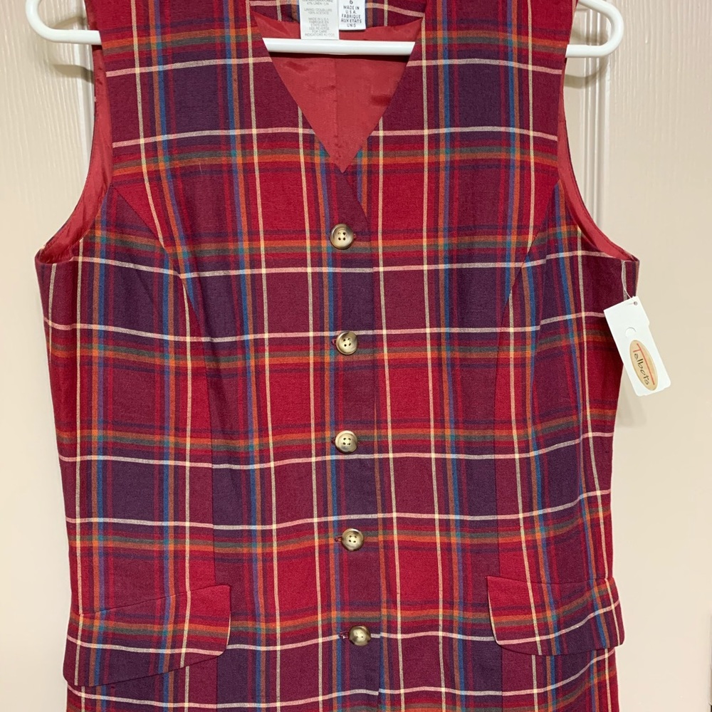 Beautiful long plaid cotton vest